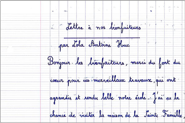 Concours de lettres aux bienfaiteurs